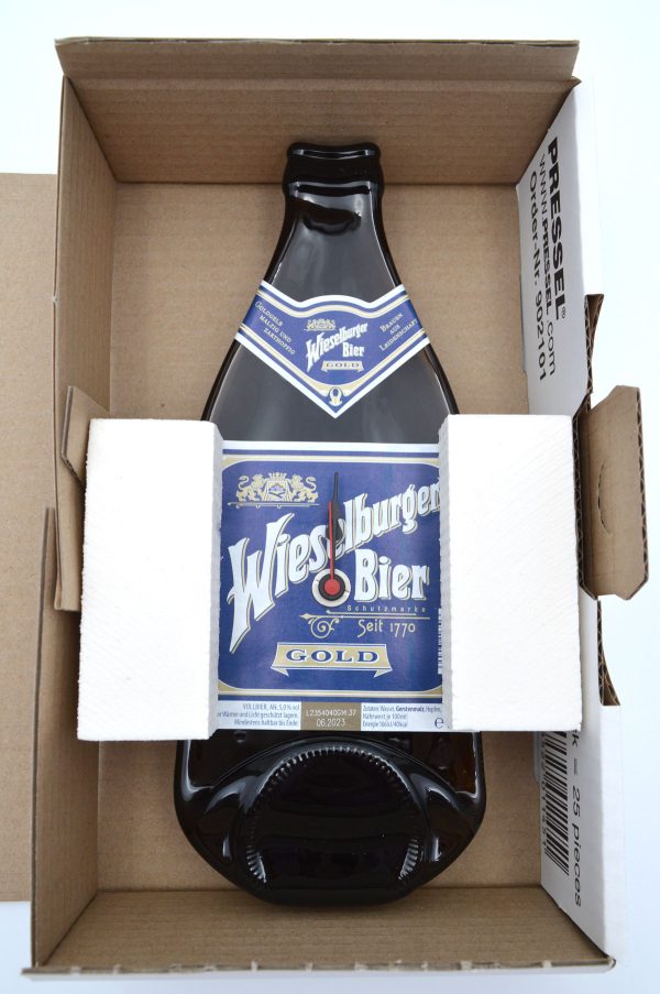 Bierflaschenuhr mit Pendel Wieselburger box