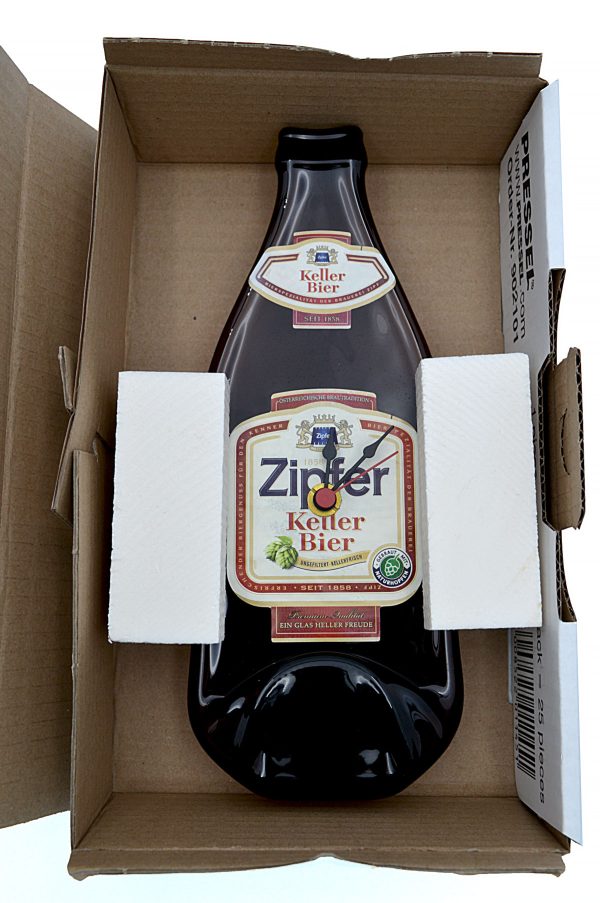 Bierflaschenuhr Zipfer Keller Bier Box